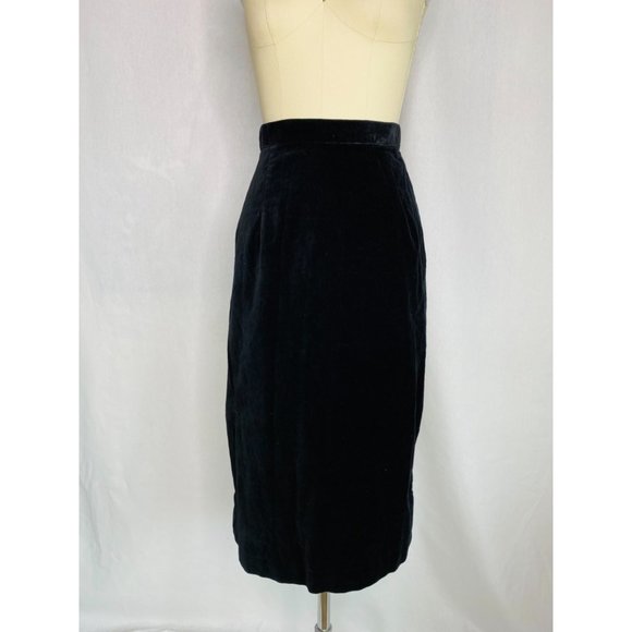 Vintage 80s Gothic Velvet Wiggle Pencil Skirt Size M Medium VLV Pinup Rockabilly - Picture 3 of 5
